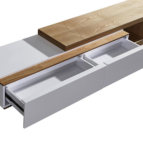 TV Cabinet with 2 Storage Drawers - White Ash - STripleB