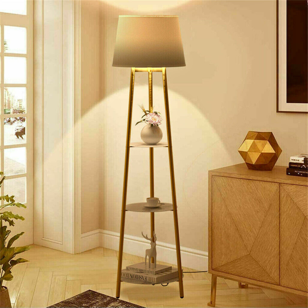 Tall Floor Lamp with 3-Tier Marble Shelves - STripleB