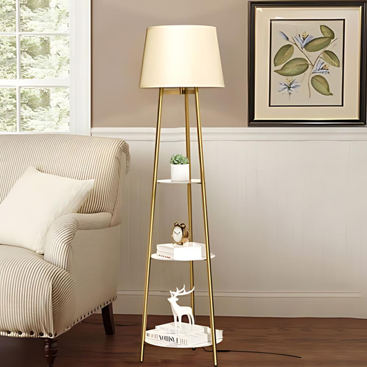Tall Floor Lamp with 3-Tier Marble Shelves - STripleB