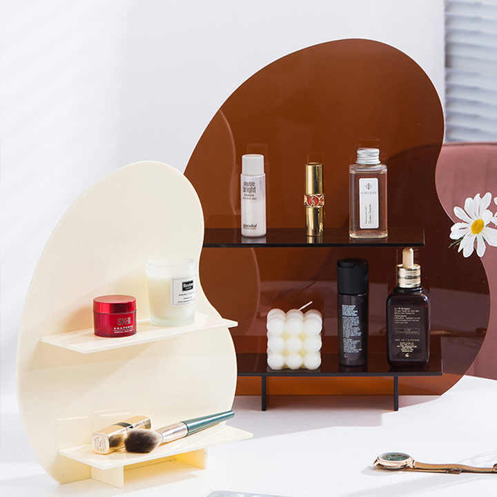 Tan - Acrylic Display Shelf - (Cosmetics, Candles, and Decorative Items) - Large - STripleB