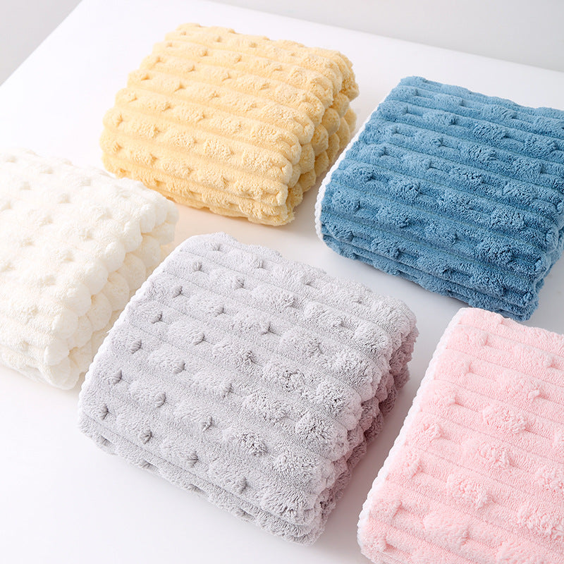 Thickened Coral Fleece Towel Set - Blue - STripleB