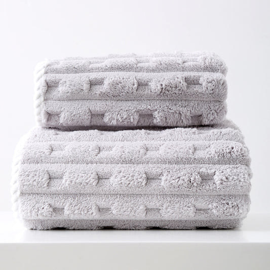Thickened Coral Fleece Towel Set - Grey - STripleB