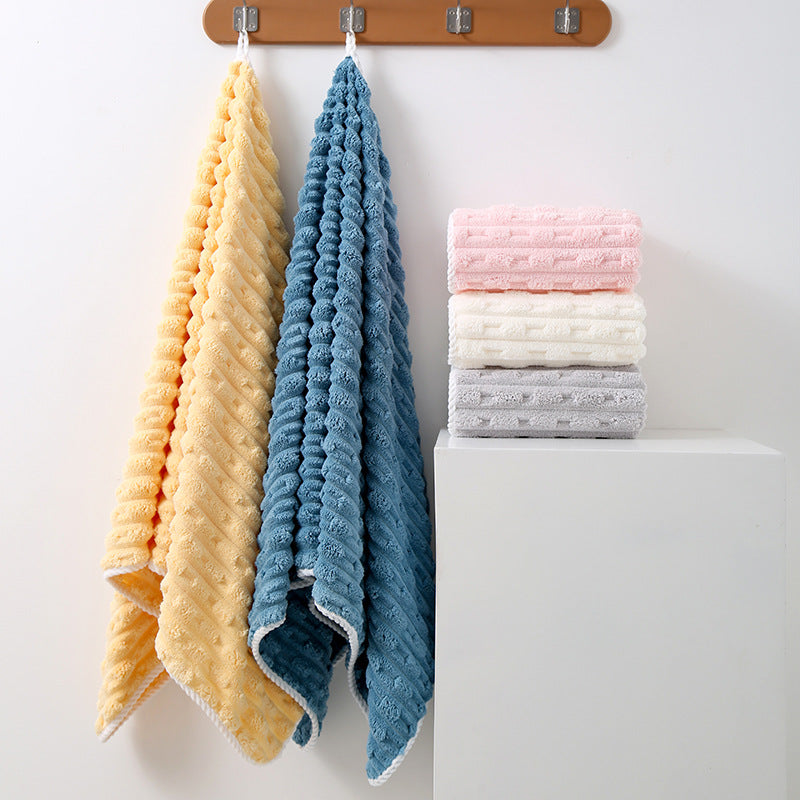 Thickened Coral Fleece Towel Set - Grey - STripleB