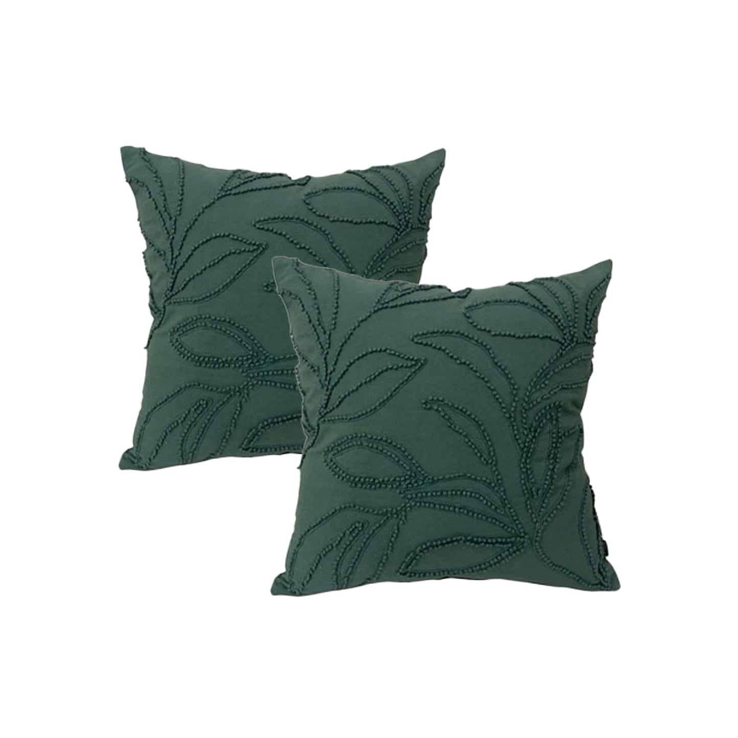 Twin Pack Cotton Embroidered Cushions - Feather Filled - Teal - STripleB