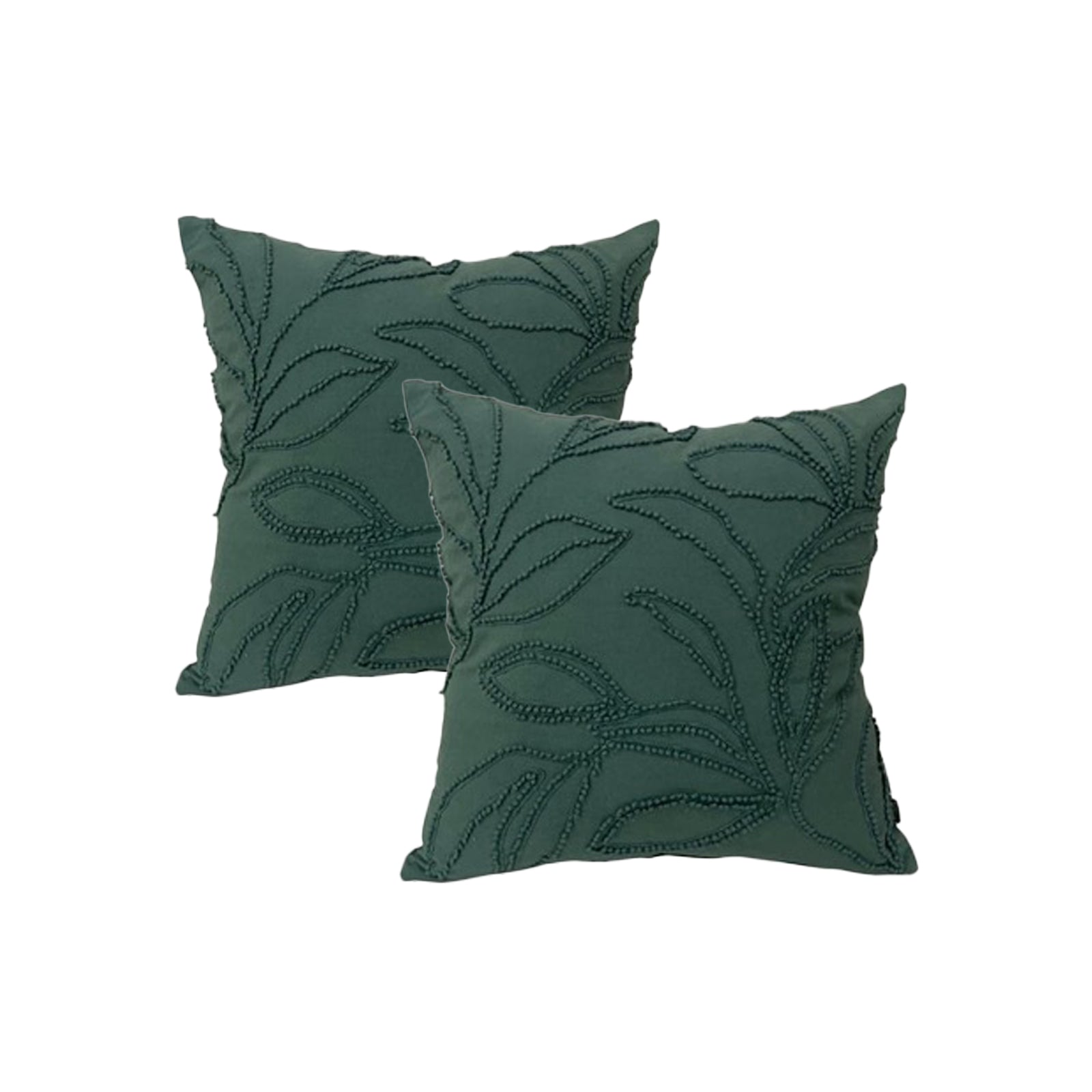 Twin Pack Cotton Embroidered Cushions - Feather Filled - Teal - STripleB