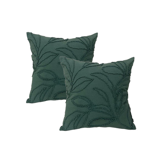 Twin Pack Cotton Embroidered Cushions - Feather Filled - Teal - STripleB