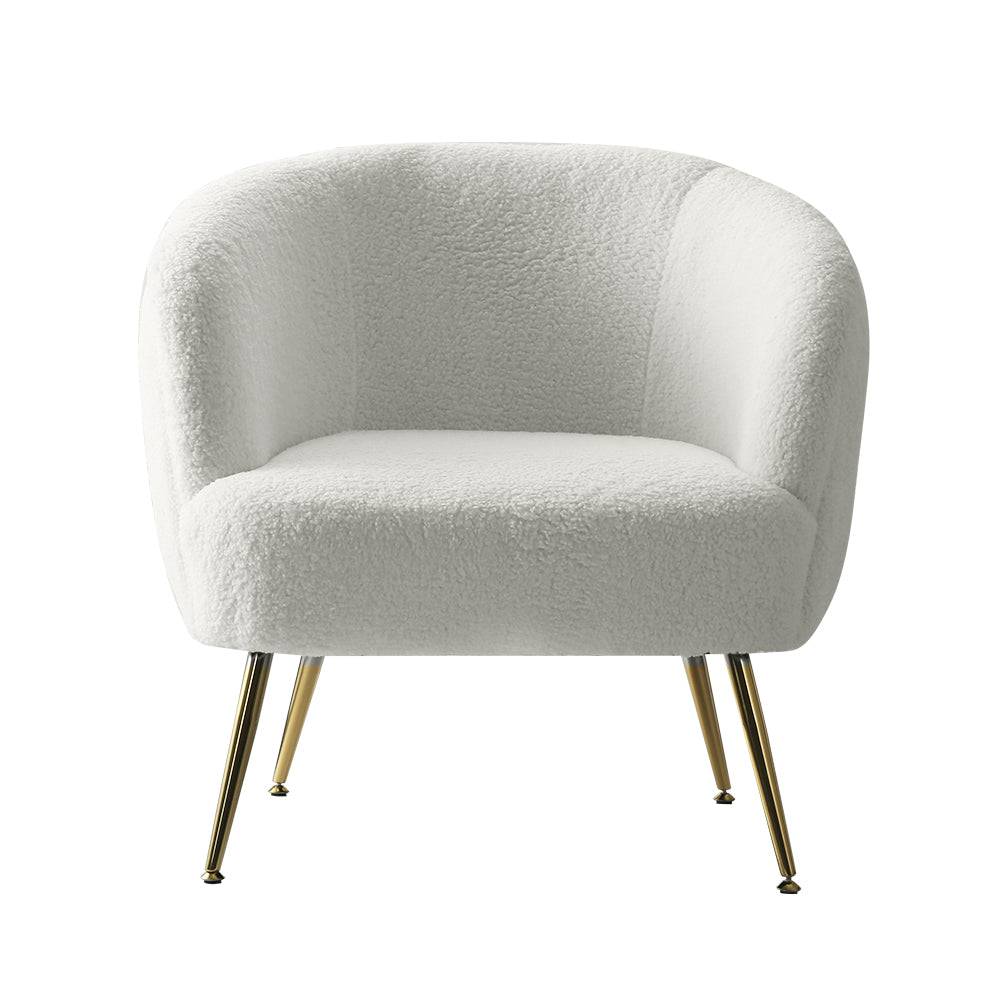 Artiss Armchair Lounge Chair Accent Chairs Armchairs Sherpa Boucle Sofa White - STripleB 