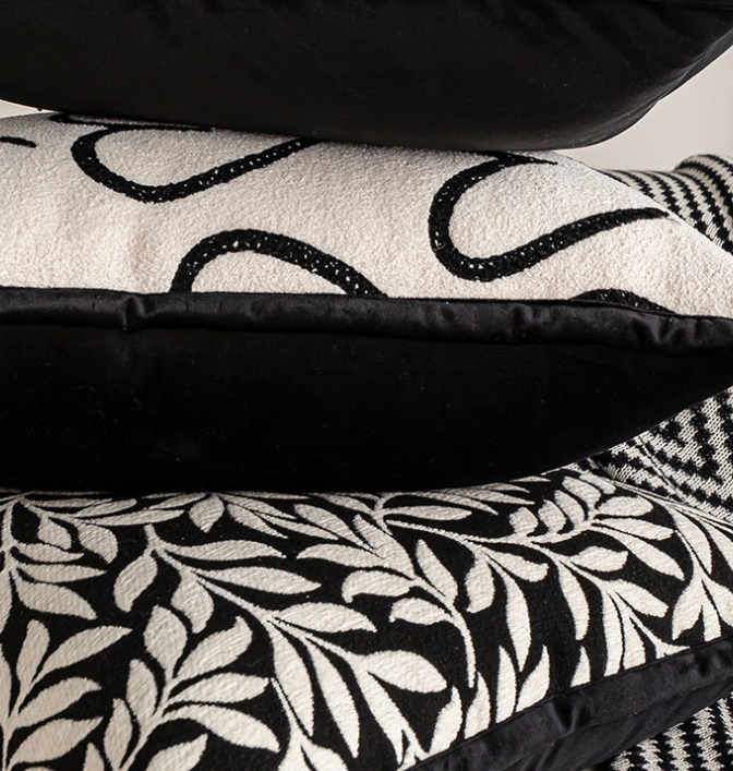 Umbrella Pattern Elegant Two-Piece INS-Style Jacquard Pillow Covers - Black & White Sofa Decor - STripleB