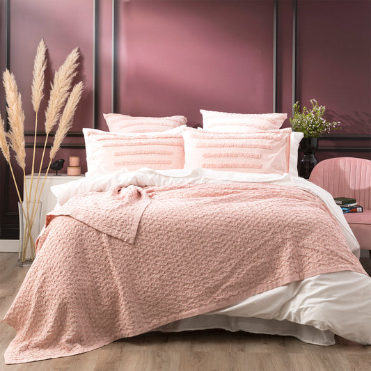 Lexico Cotton Waffle Rose Blankets by Renee Taylor - Single/Double - STripleB 