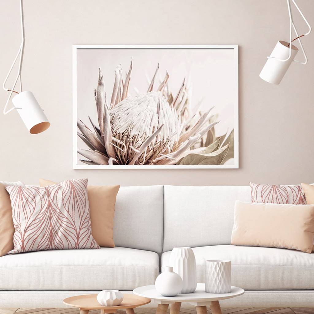 Pure Protea II White Frame Canvas - 40cmx60cm - STripleB 