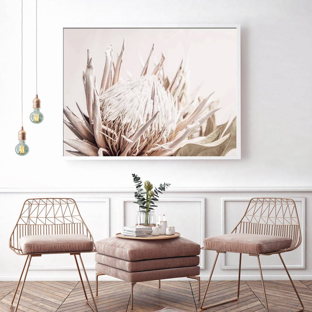 Pure Protea II White Frame Canvas - 40cmx60cm - STripleB 