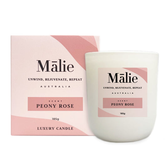 Peony Rose Luxury Soy Candle 185g - Malie - STripleB 
