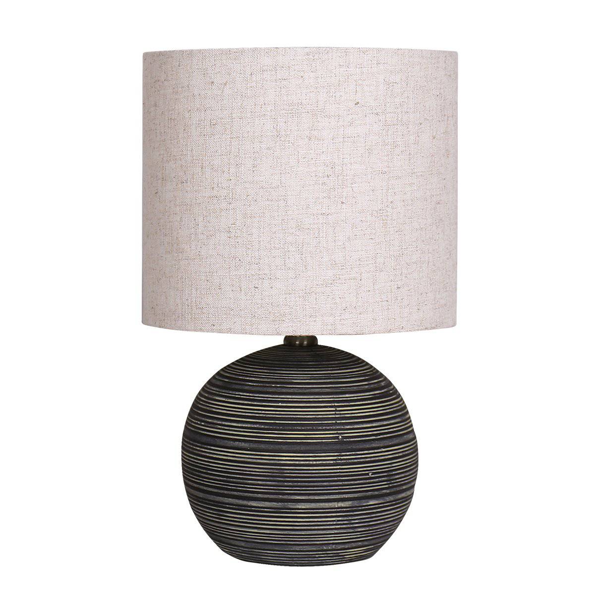 Sarantino Ceramic Table Lamp with Striped Pattern - Antique Black - STripleB 