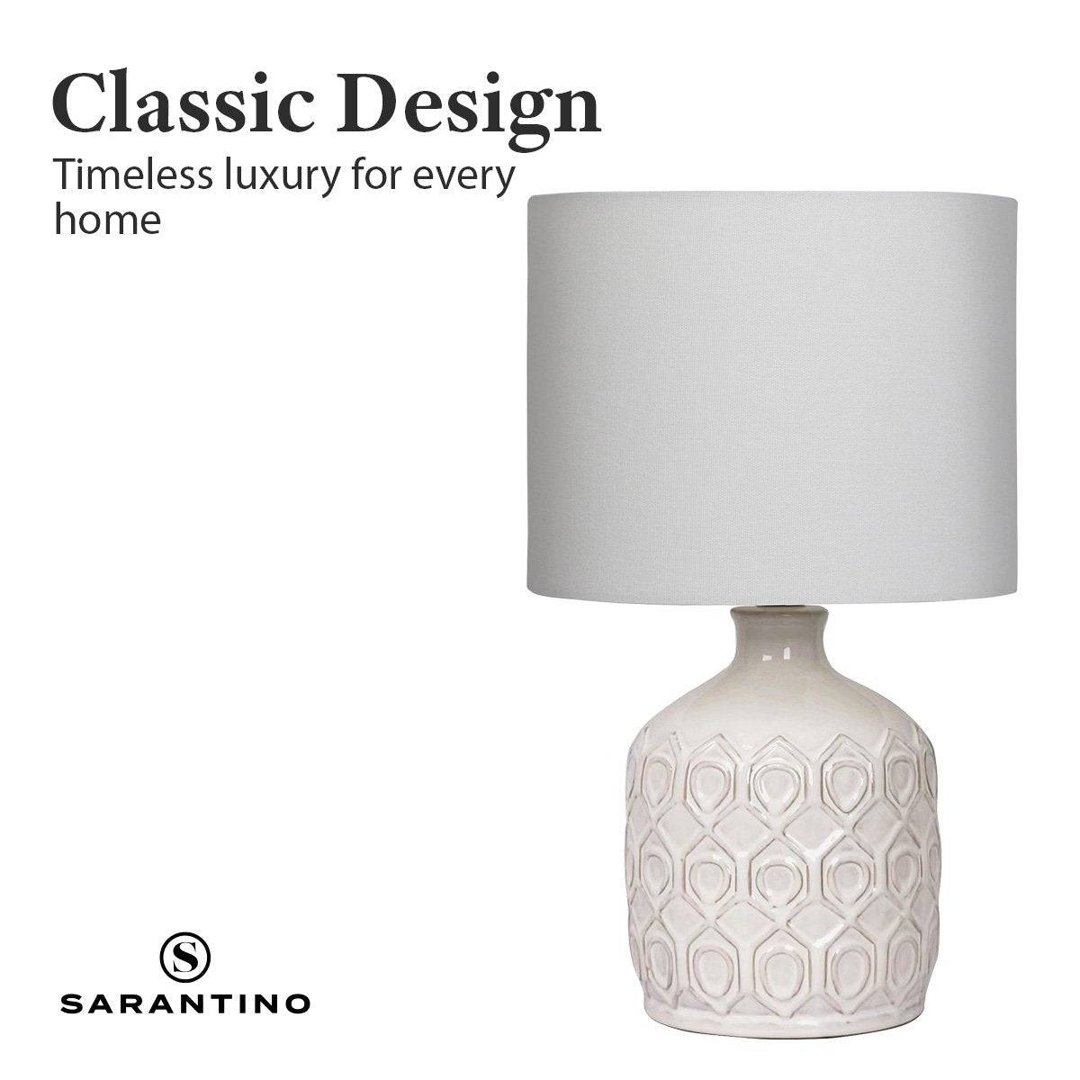 Sarantino Ceramic Table Lamp - Cream - STripleB 