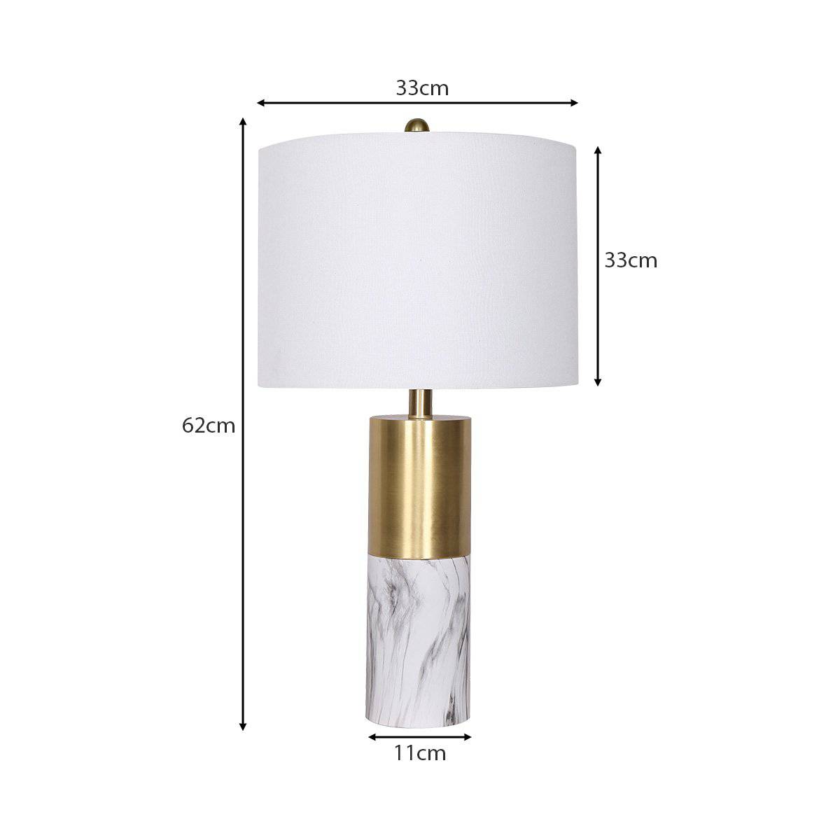 Sarantino Metal and Marble Table Lamp - White - STripleB 