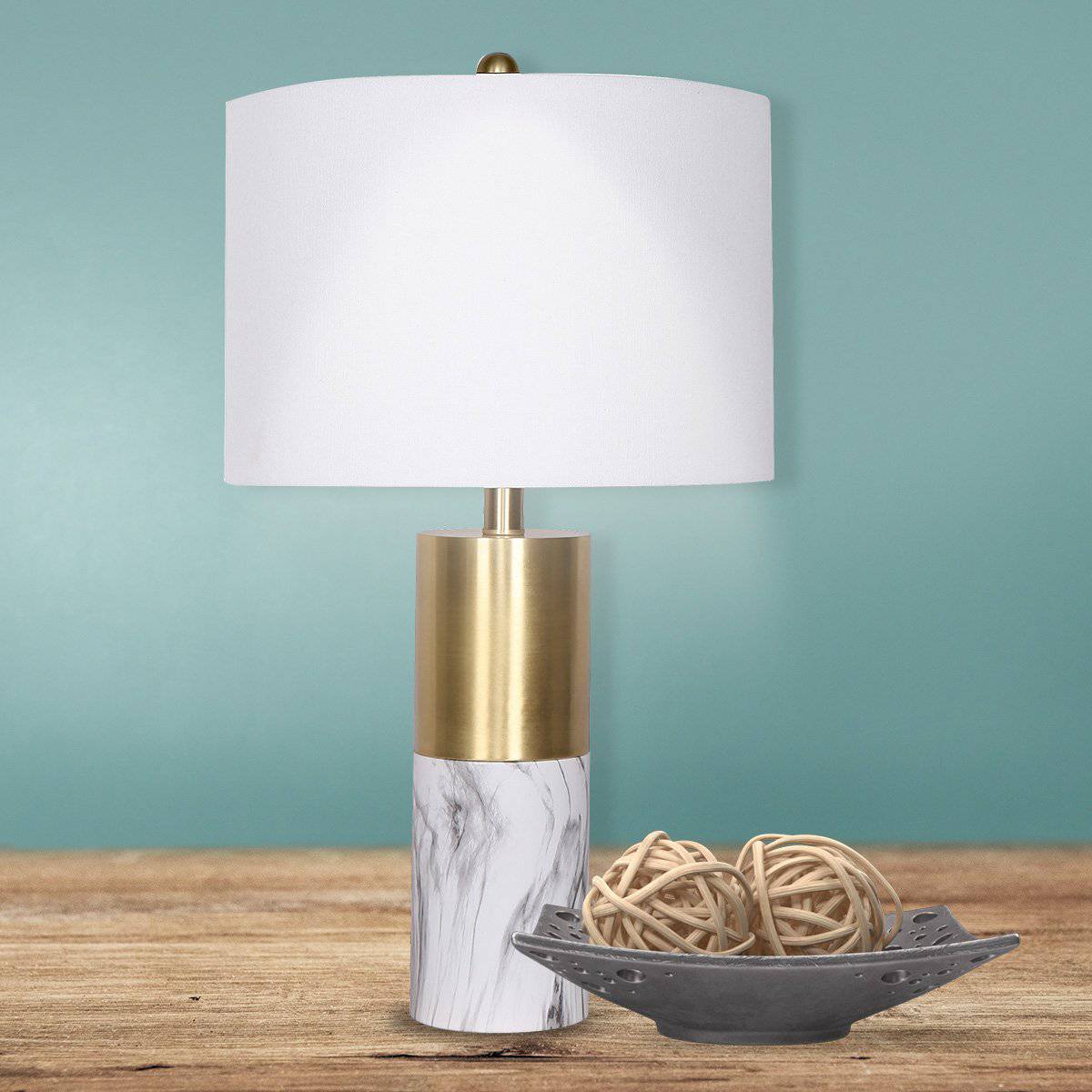 Sarantino Metal and Marble Table Lamp - White - STripleB 