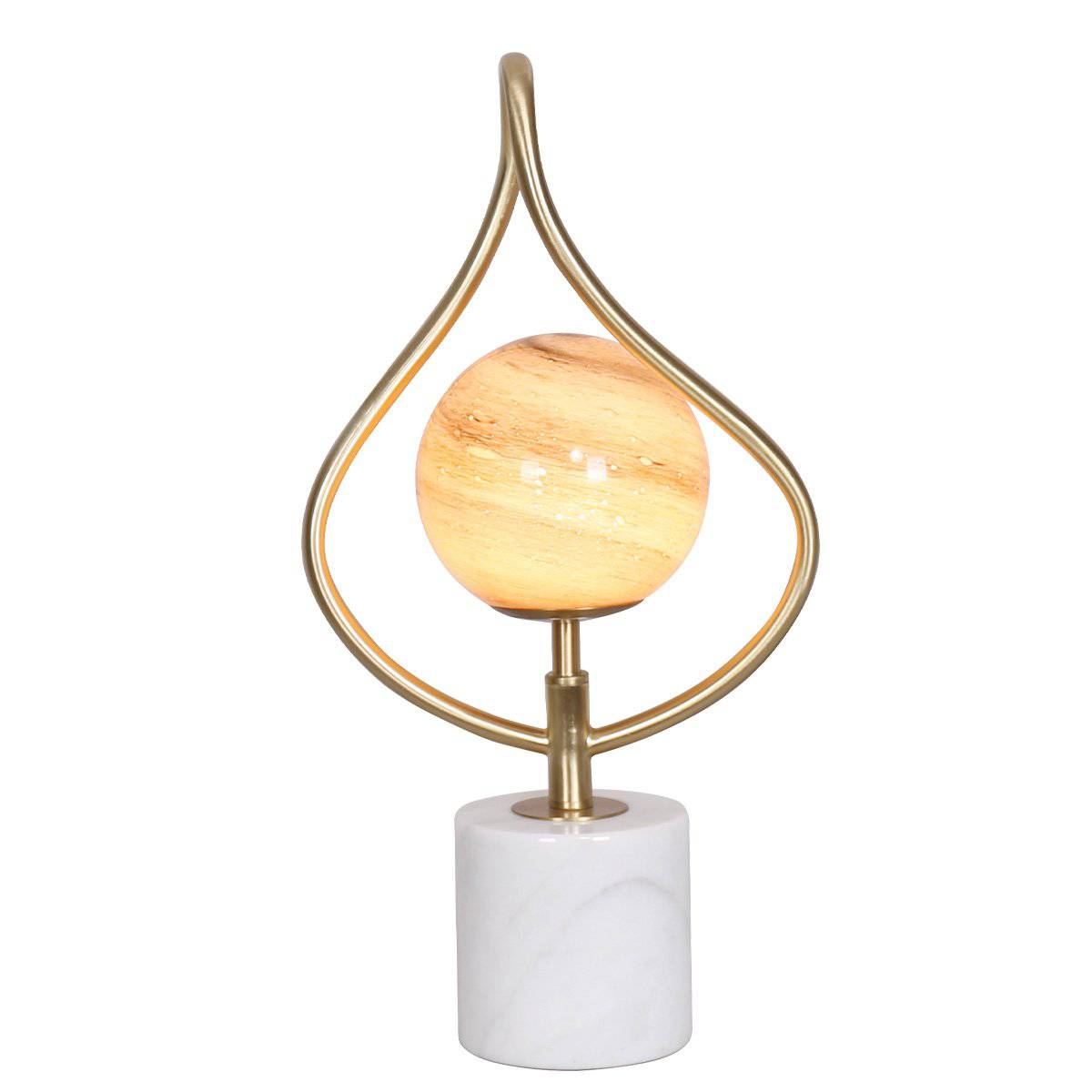 Sarantino Sculptural Orange Glass Table Lamp With White Marble Base - STripleB 