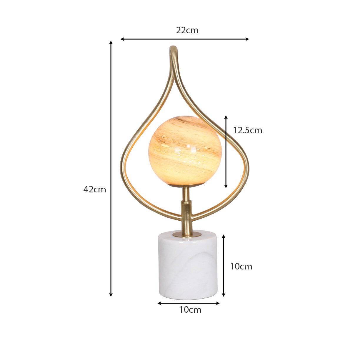 Sarantino Sculptural Orange Glass Table Lamp With White Marble Base - STripleB 