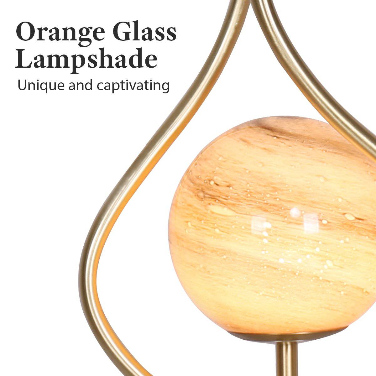 Sarantino Sculptural Orange Glass Table Lamp With White Marble Base - STripleB 