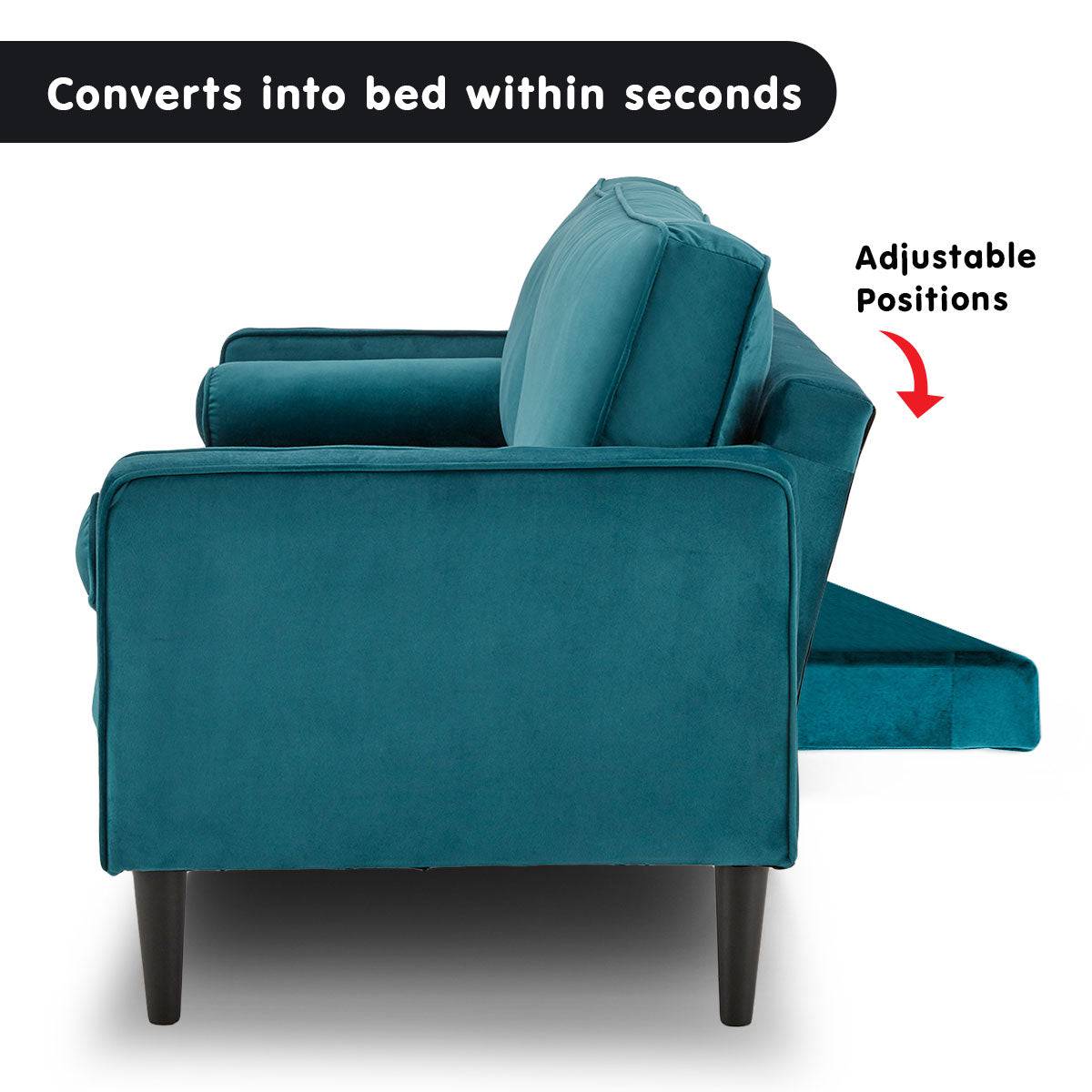 Faux Velvet Sofa - Blue - STripleB 