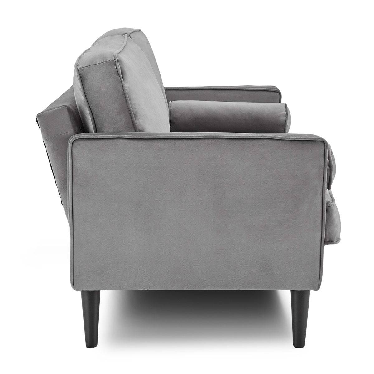 Faux Velvet Sofa - Grey - STripleB 