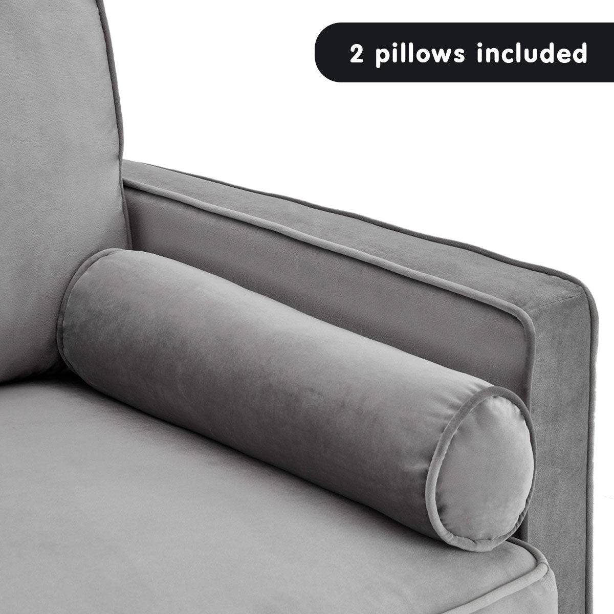 Faux Velvet Sofa - Grey - STripleB 