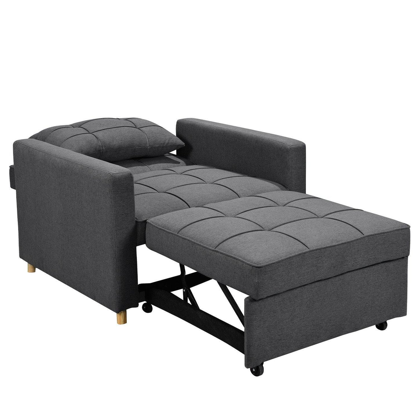 Dark Grey - Sarantino Suri 3-in-1 Convertible Lounge Chair Bed - STripleB 