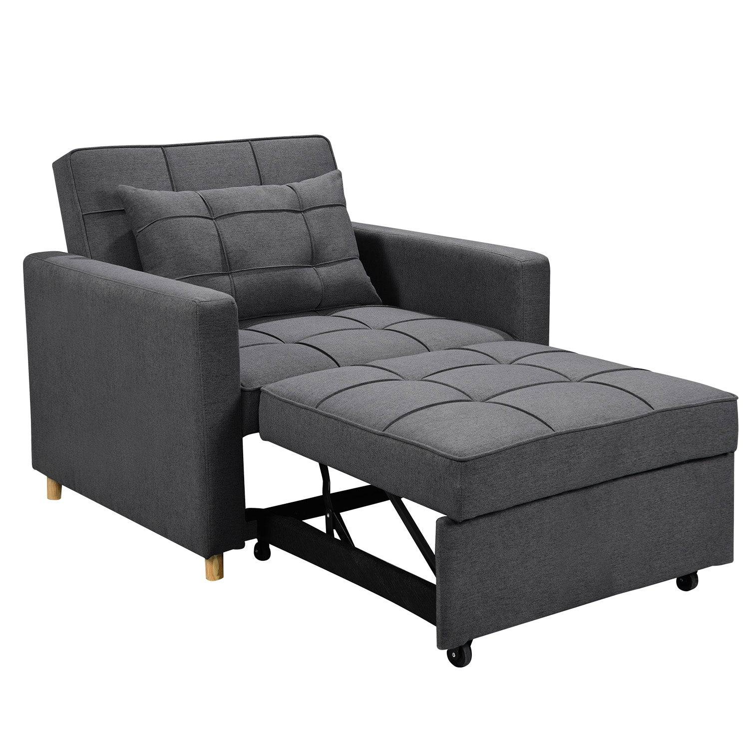 Dark Grey - Sarantino Suri 3-in-1 Convertible Lounge Chair Bed - STripleB 