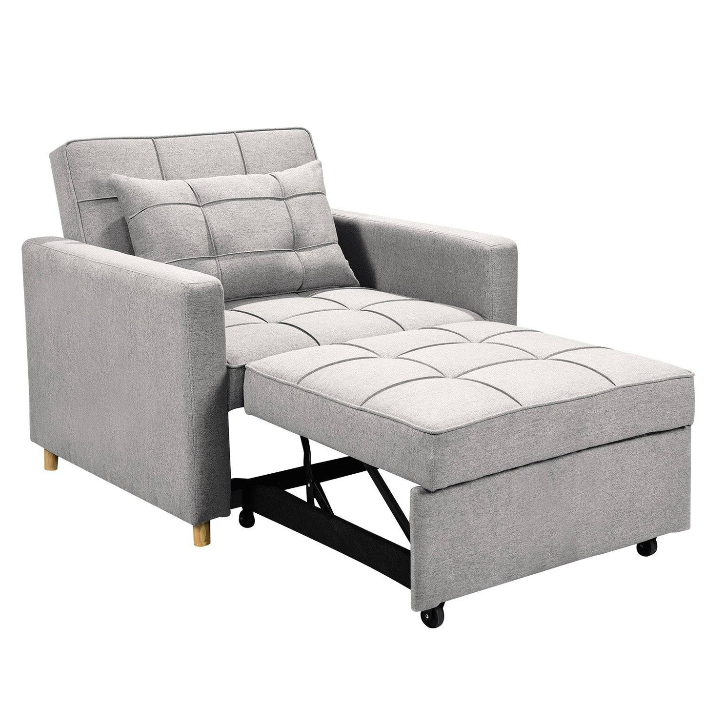 Sarantino Suri 3-in-1 Convertible Lounge Chair Bed - Light Grey - STripleB 