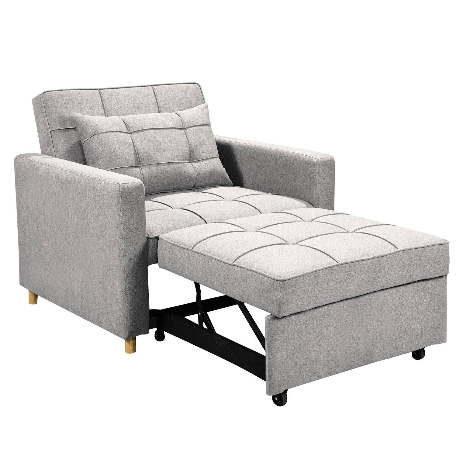 Sarantino Suri 3-in-1 Convertible Lounge Chair Bed - Light Grey - STripleB 