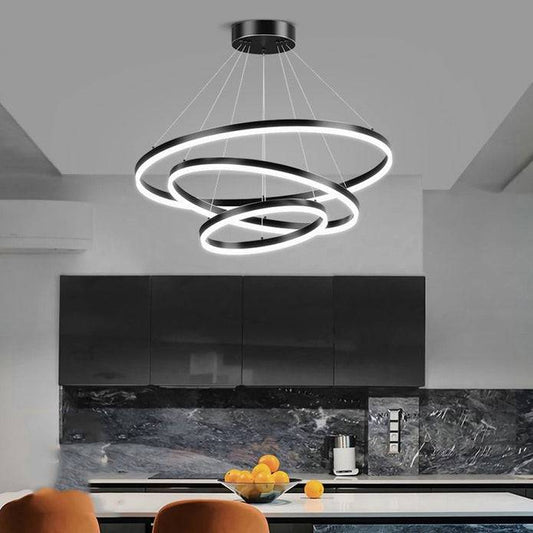 3 Rings LED Pendant Chandelier - Black