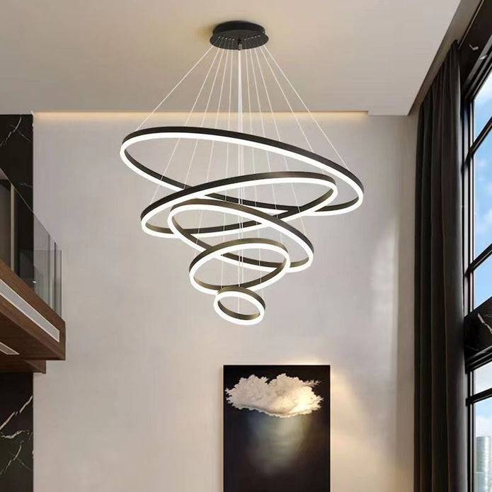 STripleB  - 3 Rings LED Pendant Chandelier - Black - STripleB 