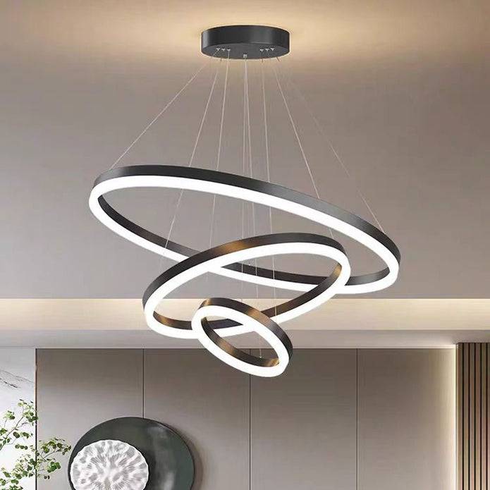 STripleB  - 3 Rings LED Pendant Chandelier - Black - STripleB 