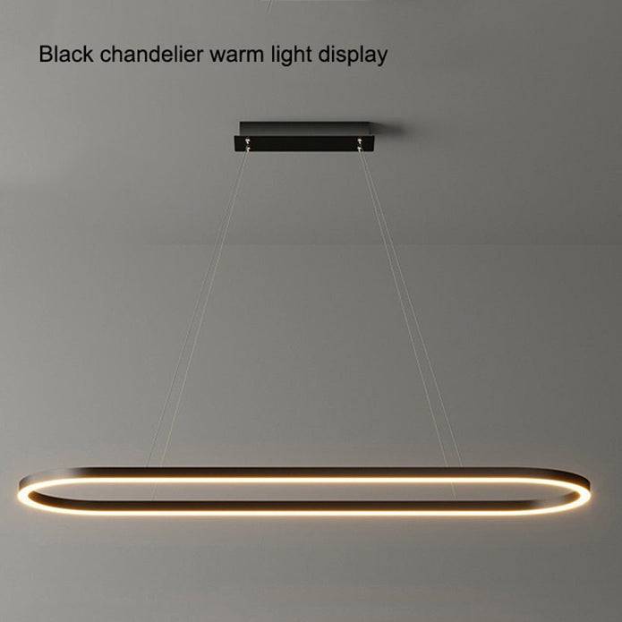 Modern Minimalist Oval Pendant Light Adjustable LED Chandelier Black - STripleB 