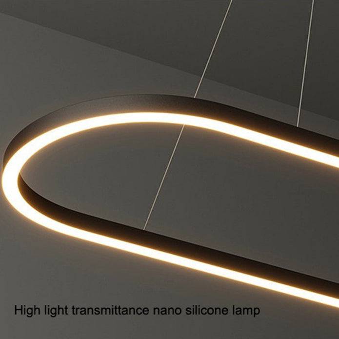 Modern Minimalist Oval Pendant Light Adjustable LED Chandelier Black - STripleB 