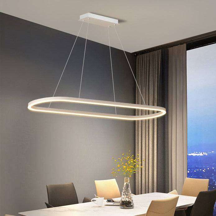 Modern Minimalist Oval Pendant Light Adjustable LED Chandelier Black - STripleB 