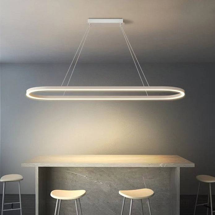 Modern Minimalist Oval Pendant Light Adjustable LED Chandelier White - STripleB 