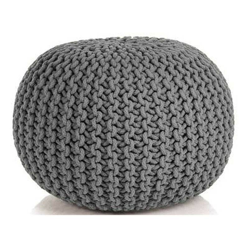 Braided Ottoman Pouffe Footstool Hand Knitted (Grey) - STripleB 