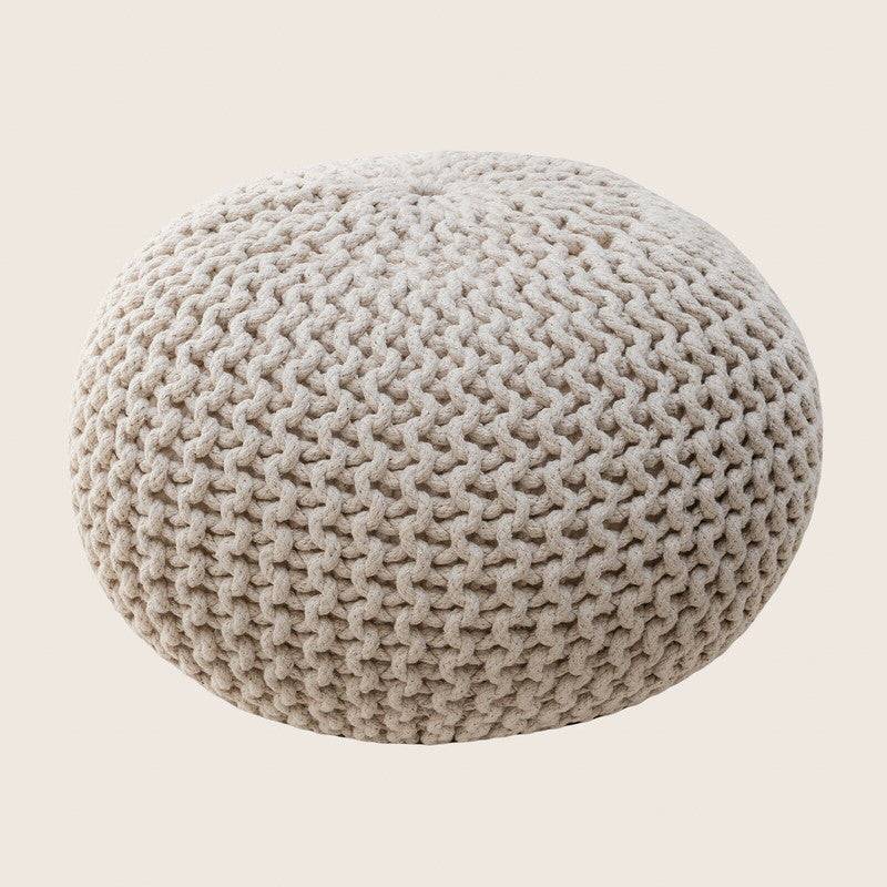 Braided Ottoman Pouffe Footstool Hand Knitted (Natural) - STripleB 