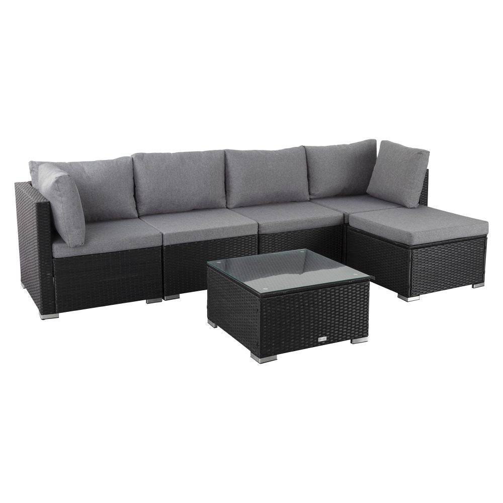 Ottoman-Style Outdoor Lounge Set - Black - STripleB 