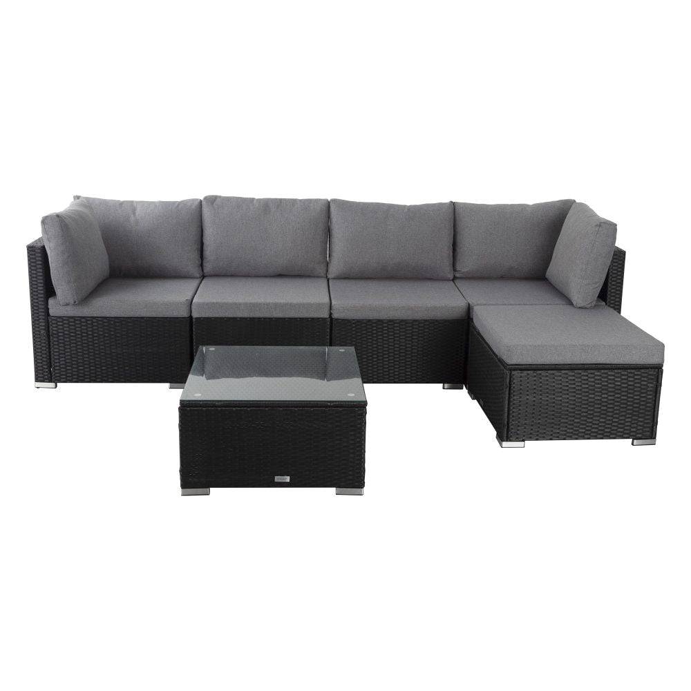 Ottoman-Style Outdoor Lounge Set - Black - STripleB 