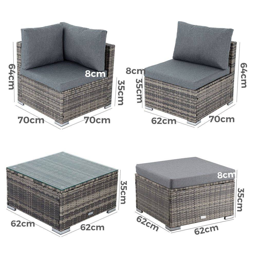 Ottoman-Style Outdoor Lounge Set - Black - STripleB 