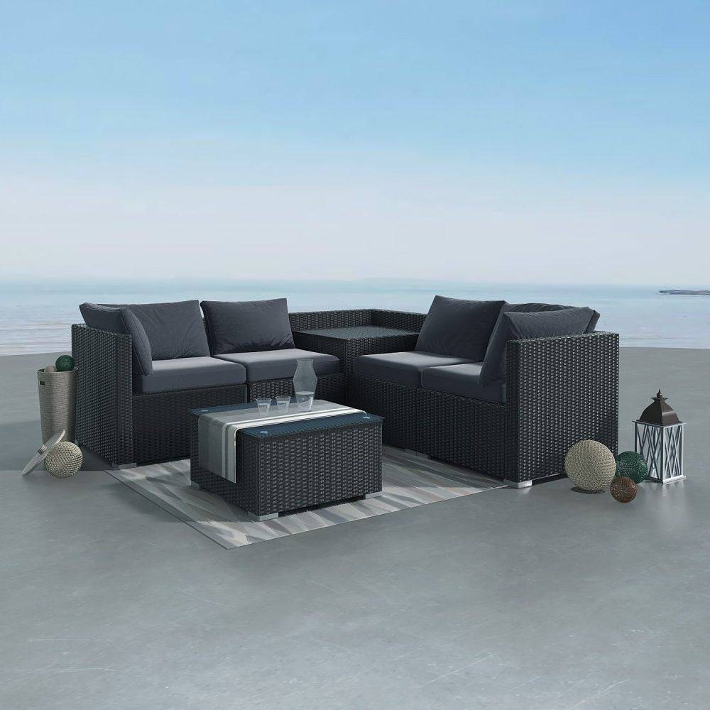 6PCS Outdoor Modular Lounge Sofa Coogee-Black - STripleB 