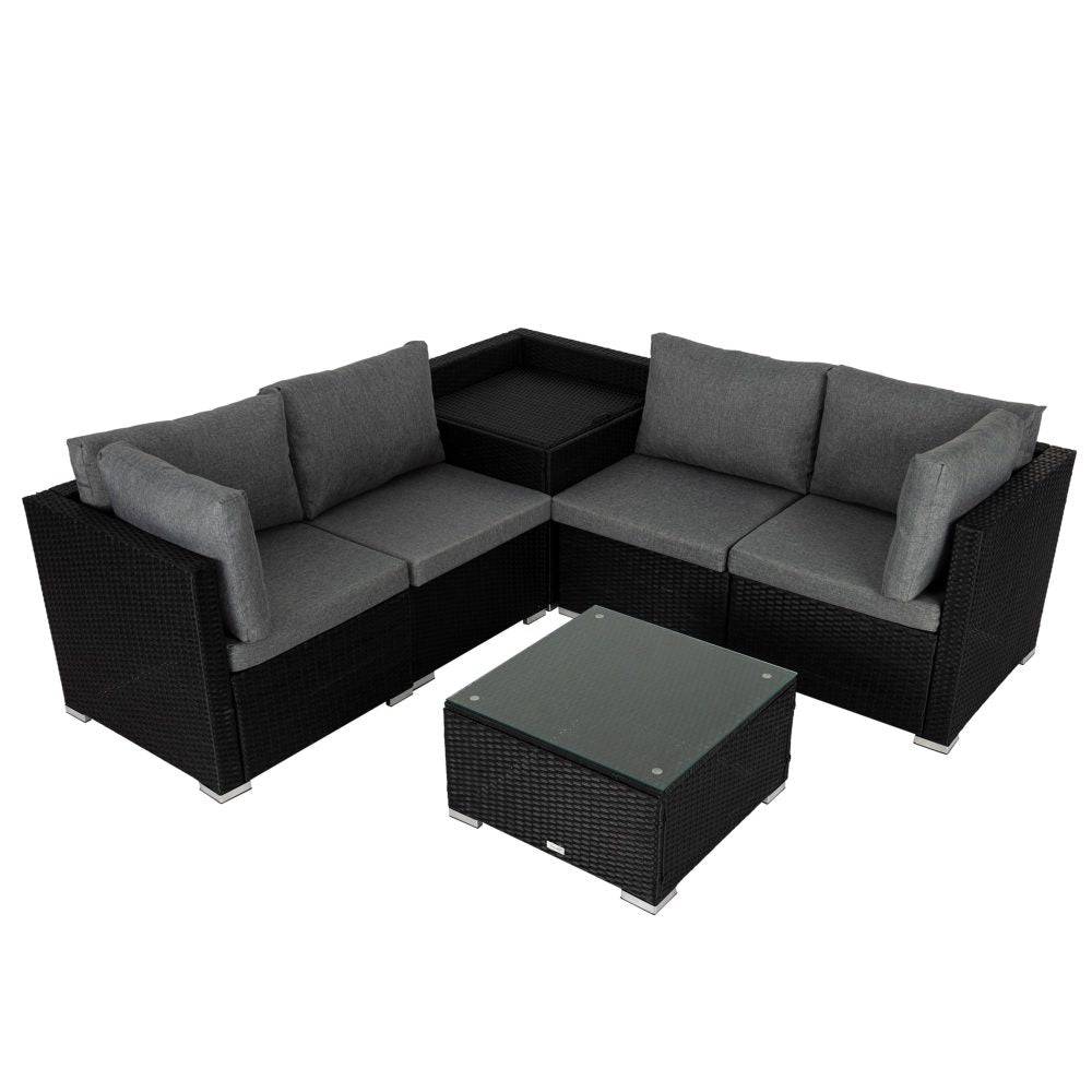 6PCS Outdoor Modular Lounge Sofa Coogee-Black - STripleB 