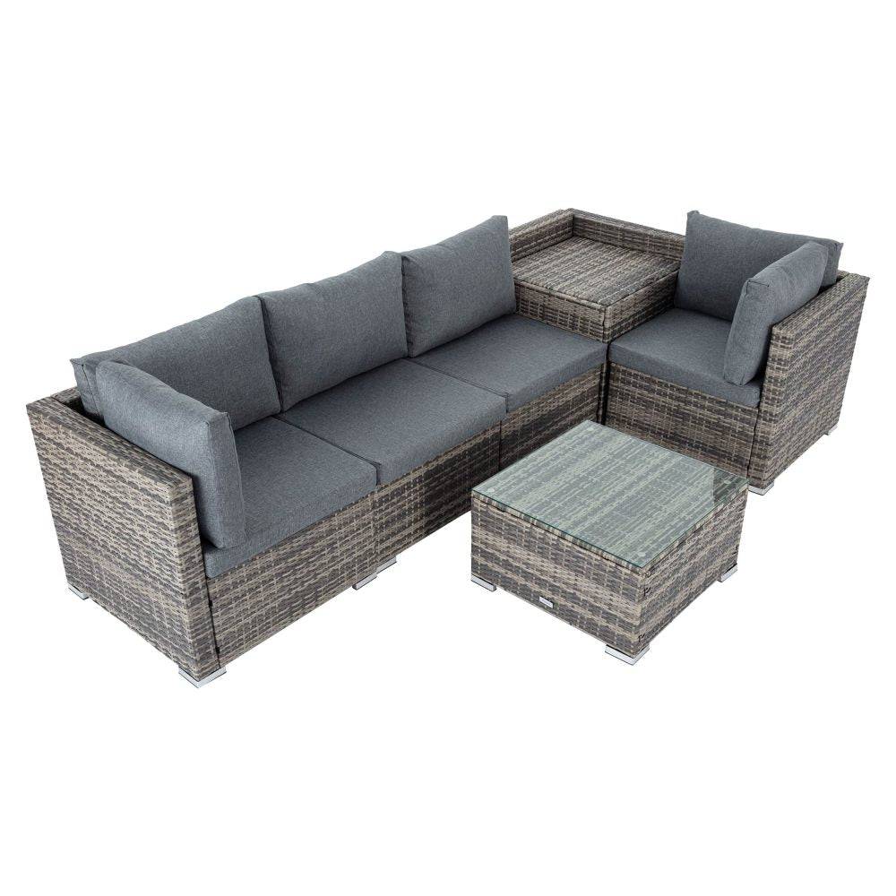 6PCS Outdoor Modular Lounge Sofa - Grey - STripleB 
