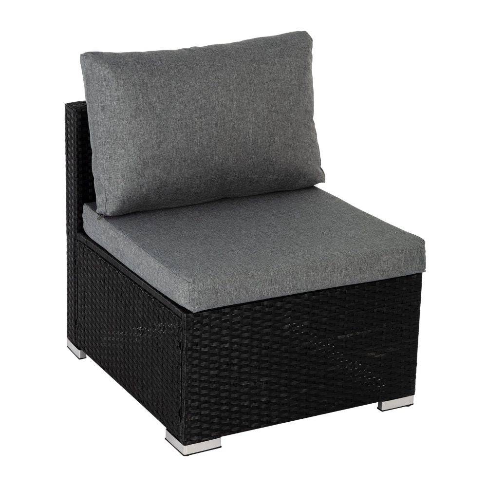 9 PC Outdoor Ottoman Lounge Set - Black - STripleB 