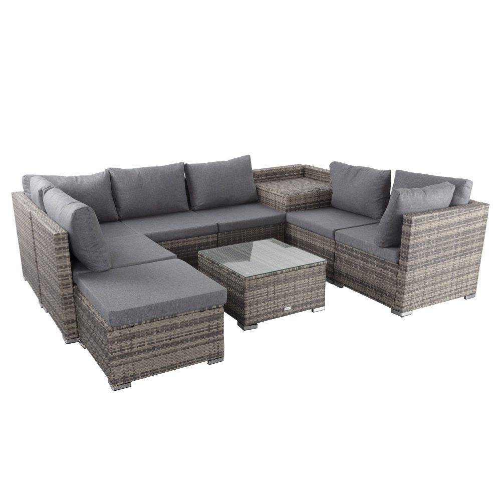 Large Modular Outdoor Ottoman Lounge Set - Grey - STripleB 