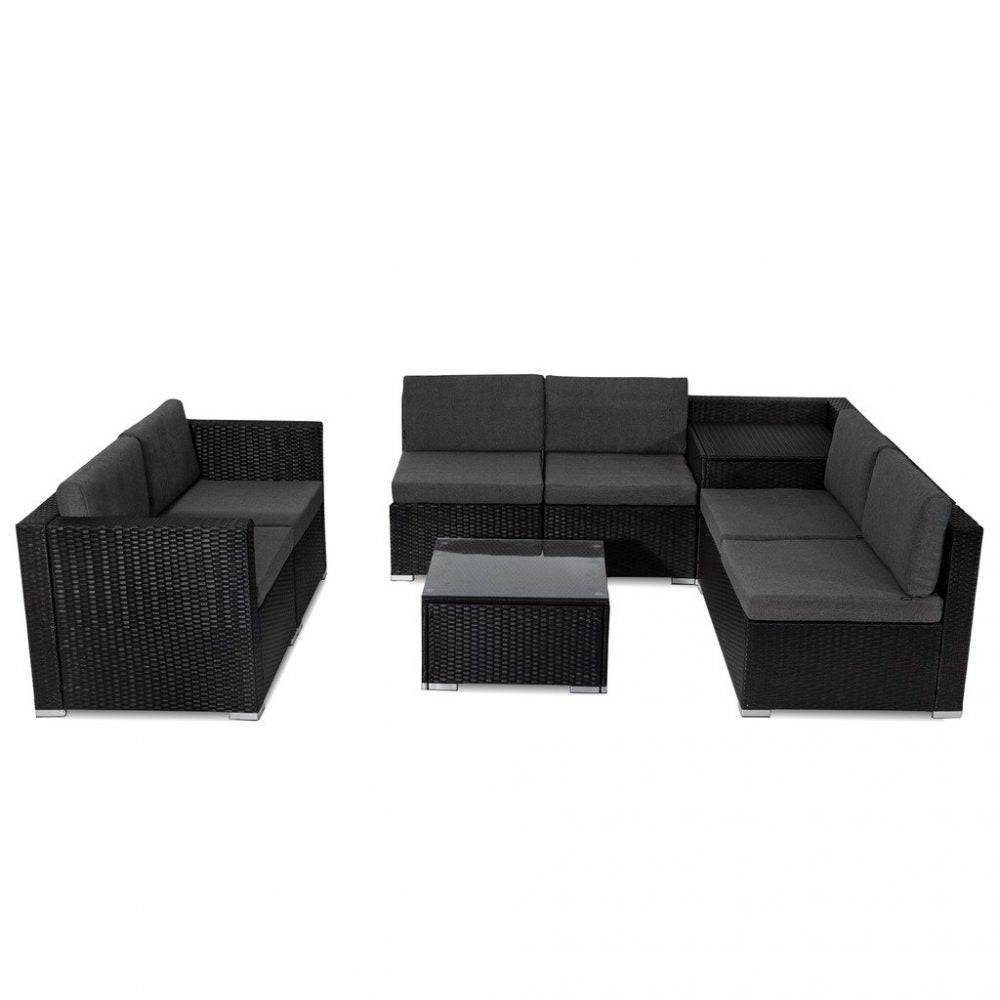 8PCS Outdoor Furniture Modular Lounge Sofa - Black - STripleB 