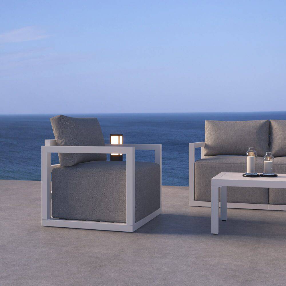 Alfresco Outdoor Lounge Set – White - STripleB 