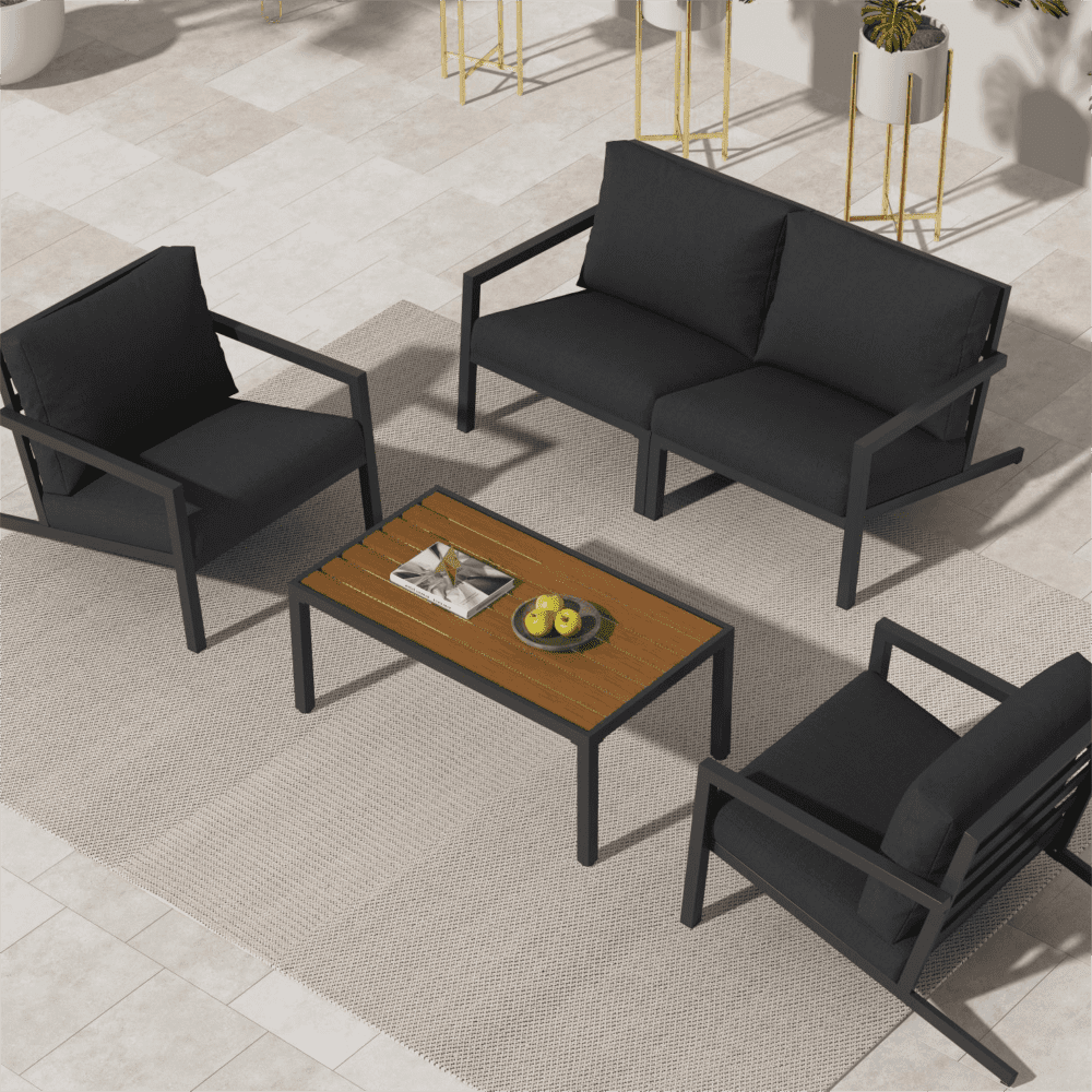 5 PCS - Aidan Garden Furniture Set - Slate Grey - STripleB 
